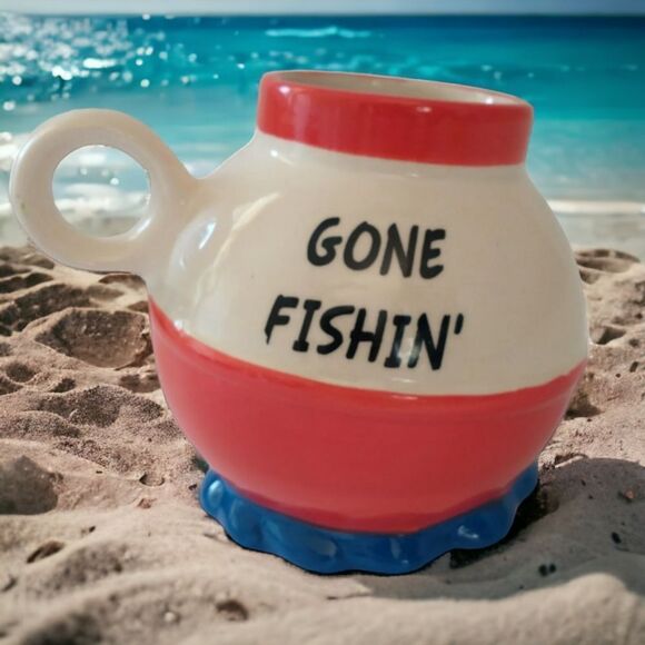 Bigmouth Inc Other - Fishing Lure Bobber Ceramic Mug Bigmouth Inc Gone Fishing Cup Tea Coffee 20oz